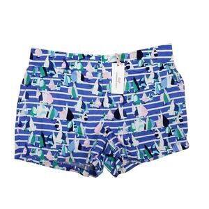 NEW Vineyard Vines Women Harbor Scene Print Foley Shorts Sz 10 Blue Multi Tencel